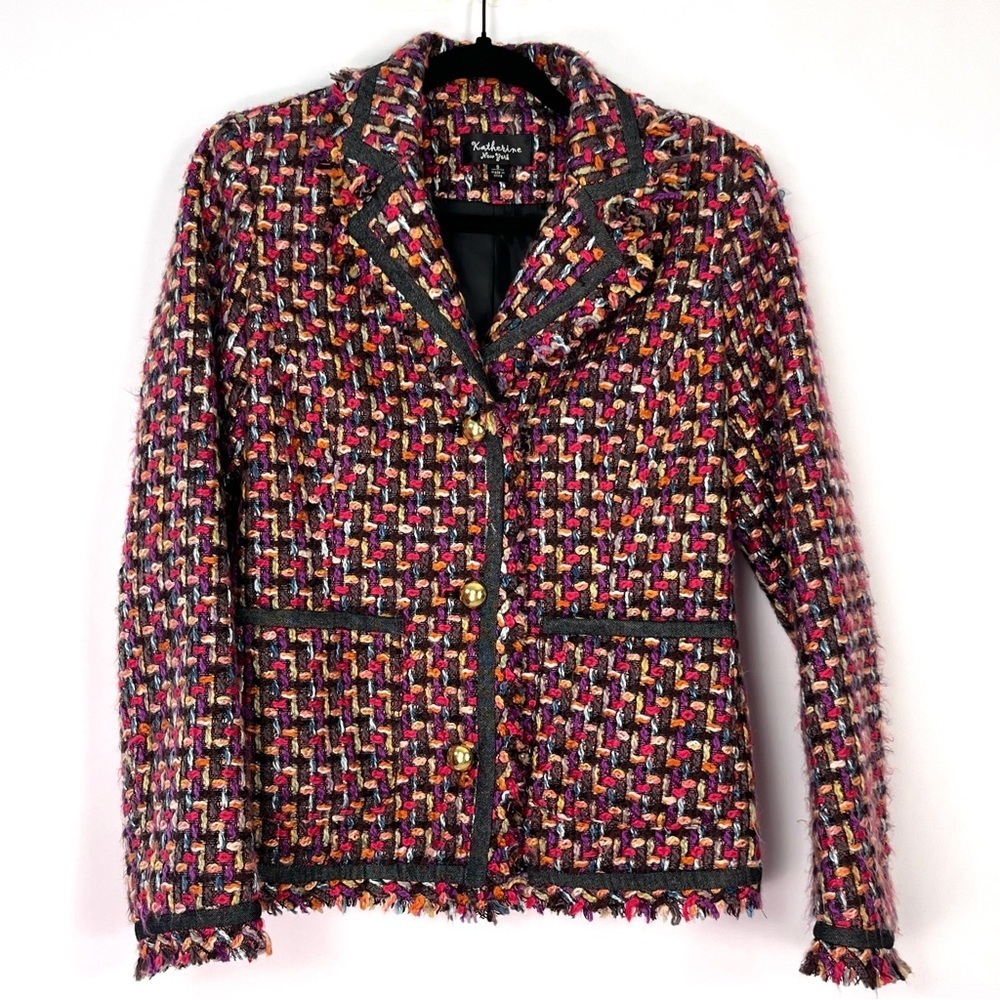Katherine New York Multicolored Tweed Like Blazer Jacket Sports Coat Sz Small